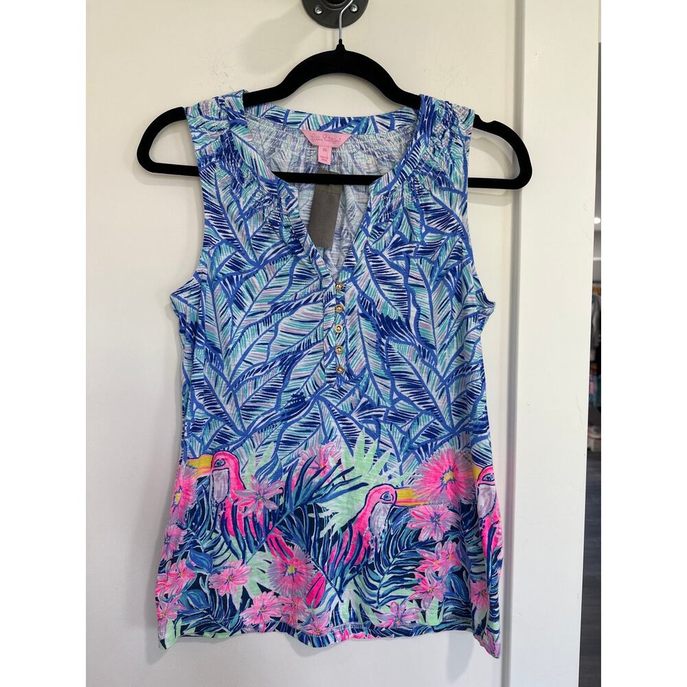 Lilly Pulitzer Flamingo Print Cotton Tank Top Size XS